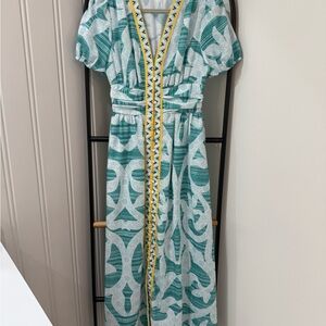 Ador Puff Sleeve V-Neck Maxi Dress